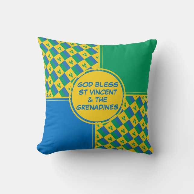 GOD BLESS ST VINCENT Flag Patriotic Cushion (Front)