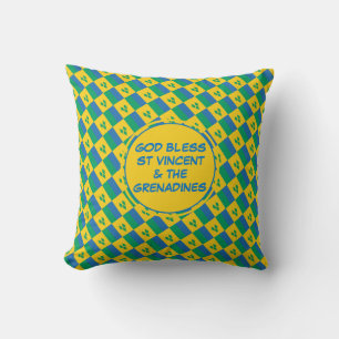 GOD BLESS ST VINCENT Grenadines Flag Cushion