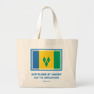 GOD BLESS ST VINCENT GRENADINES Patriotic Flag Large Tote Bag