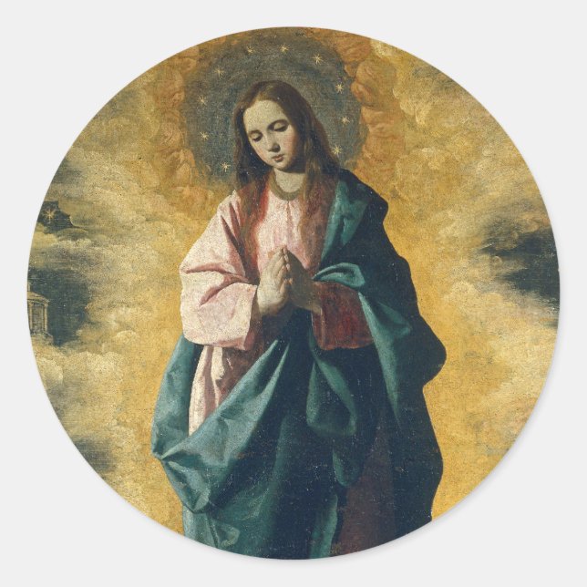 GOD BLESS THE IMMACULATE CONCEPTION CLASSIC ROUND STICKER (Front)