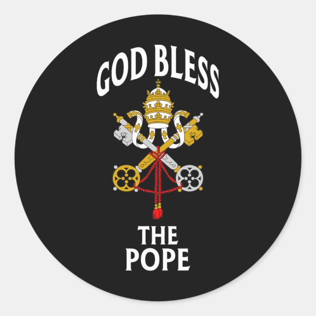 God Bless The Pope Vatican Crest Catholic Prayer B Classic Round Sticker (Front)