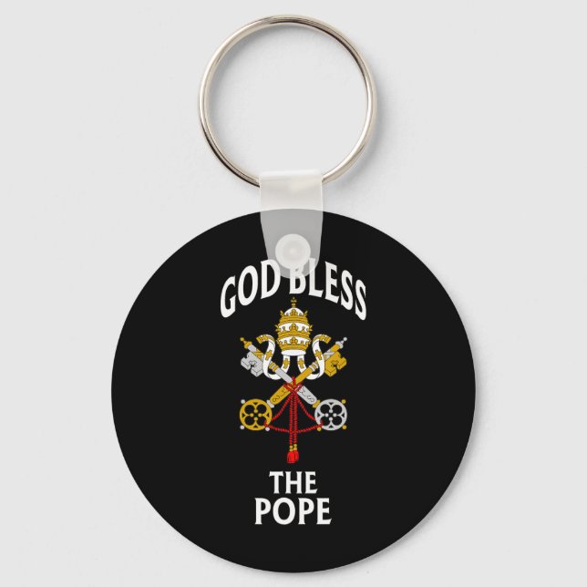 God Bless The Pope Vatican Crest Catholic Prayer B Key Ring (Front)