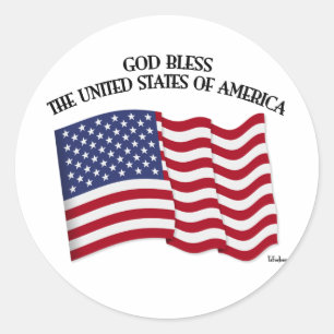 GOD BLESS THE UNITED STATES OF AMERICA US flag Classic Round Sticker