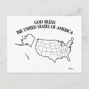 GOD BLESS THE UNITED STATES OF AMERICA US outline Postcard