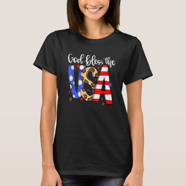 God Bless The Usa 4th Of July Independence Day Pat T-Shirt (Front)