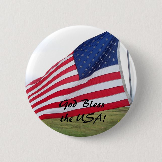 God Bless the USA! 6 Cm Round Badge (Front)
