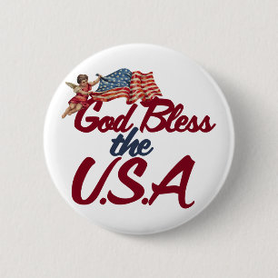 God bless the USA 6 Cm Round Badge