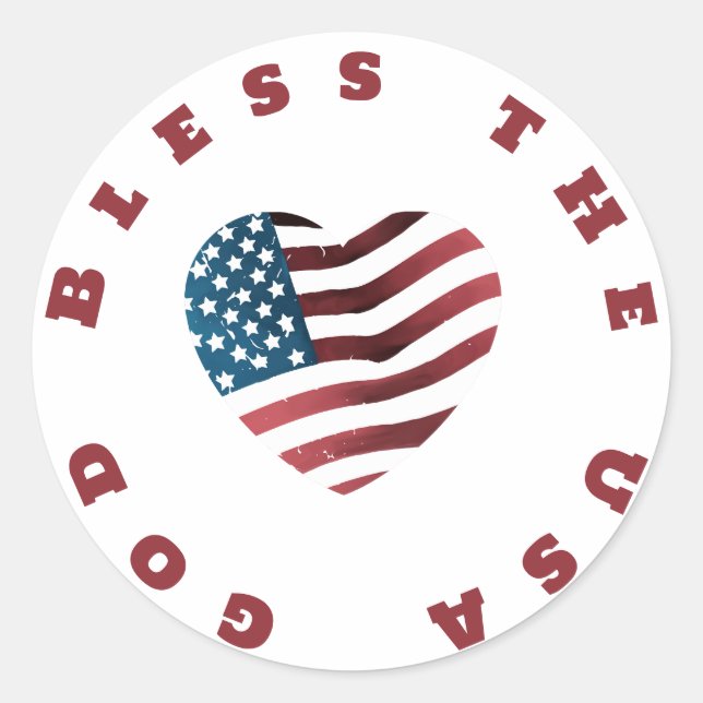 God Bless the USA Classic Round Sticker (Front)