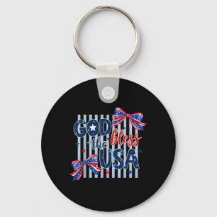 God Bless The USA Coquette Preppy Womens Key Ring
