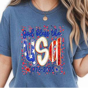 God-Bless-The-USA- Ditsy Floral 4th of July T-Shirt