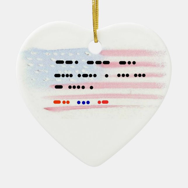 God Bless The USA Morse Code Xmas Ornament (Front)