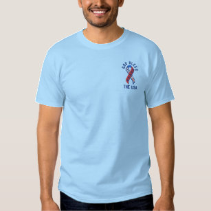God Bless the USA Patriotic American Embroidered T-Shirt