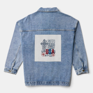 God Bless The USA Vintage Cross Patriotic Shirt (2 Denim Jacket