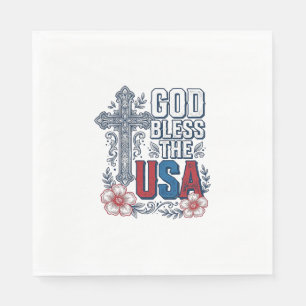 God Bless The USA Vintage Cross Patriotic Shirt (2 Napkin