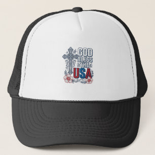 God Bless The USA Vintage Cross Patriotic Shirt (2 Trucker Hat