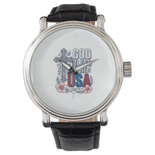 God Bless The USA Vintage Cross Patriotic Shirt (2 Watch