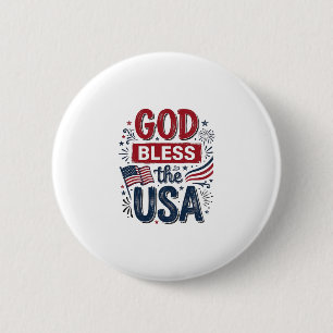 God Bless the USA Vintage Patriotic Faith Shirt De 6 Cm Round Badge