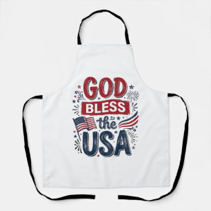 God Bless the USA Vintage Patriotic Faith Shirt De Apron
