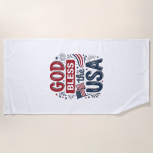 God Bless the USA Vintage Patriotic Faith Shirt De Beach Towel