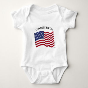 GOD BLESS THE USA with US flag Baby Bodysuit