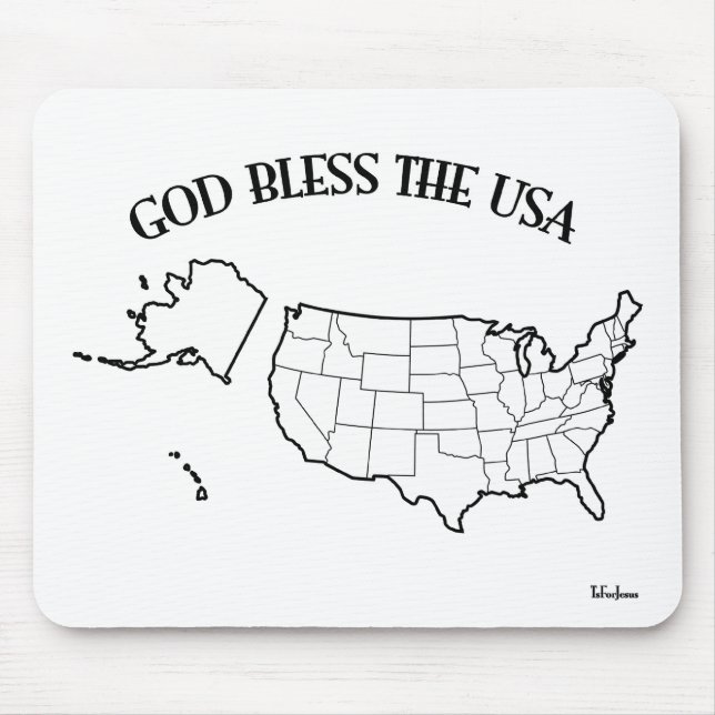 GOD BLESS THE USA with US outline Mouse Pad (Front)