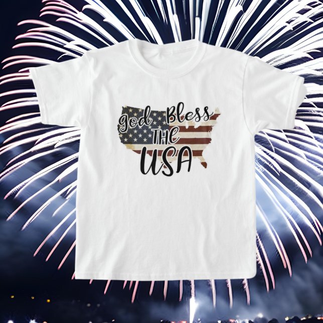 God Bless the USA word art Patriotic kid unisex T-Shirt (Creator Uploaded)