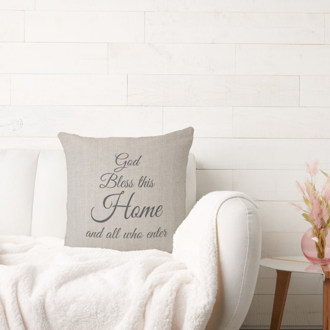 God Bless This Home Elegant Script  Cushion (Couch)