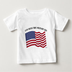 GOD BLESS THIS MILITARY KID with US flag Baby T-Shirt