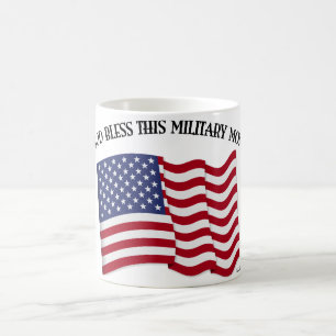 GOD BLESS THIS MILITARY MOM with US flag Coffee Mug