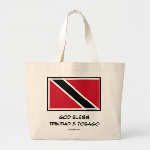 GOD BLESS TRINIDAD & TOBAGO Patriotic Trini Flag Large Tote Bag