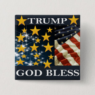 GOD BLESS TRUMP 15 CM SQUARE BADGE