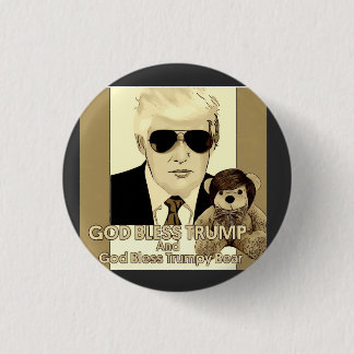 God Bless Trump and Trumpy Bear 3 Cm Round Badge