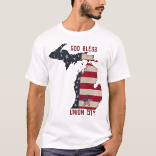 God Bless Union City Michigan   Patriotic T-Shirt