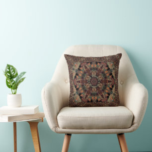 God Bless Us Earthy Colour Coral Kaleidoscope Cushion