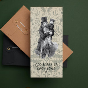 God bless us everyone Dickens Christmas Bookmark Holiday Card