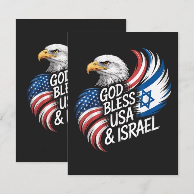 God Bless USA Israel Card (Front/Back)