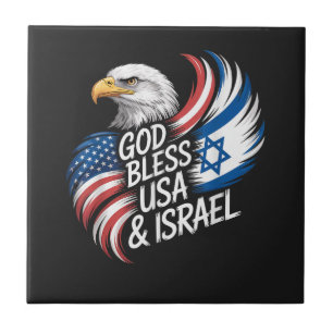 God Bless USA Israel Ceramic Tile