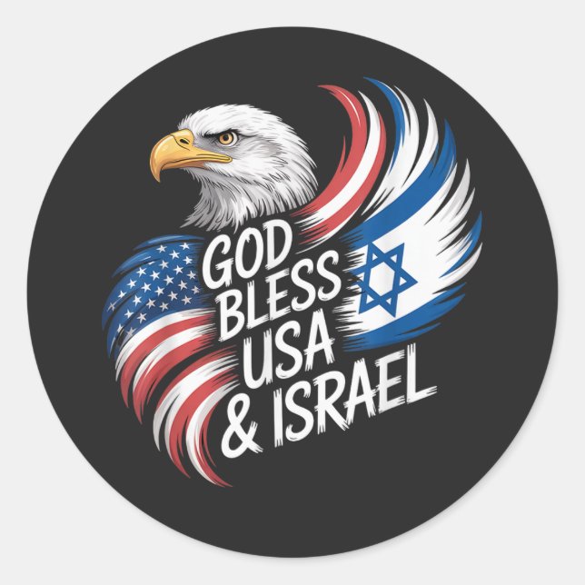 God Bless USA Israel Classic Round Sticker (Front)