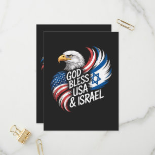 God Bless USA Israel Invitation Postcard