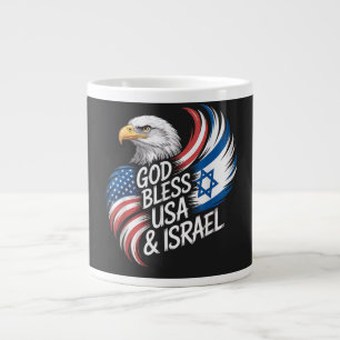 God Bless USA Israel Large Coffee Mug