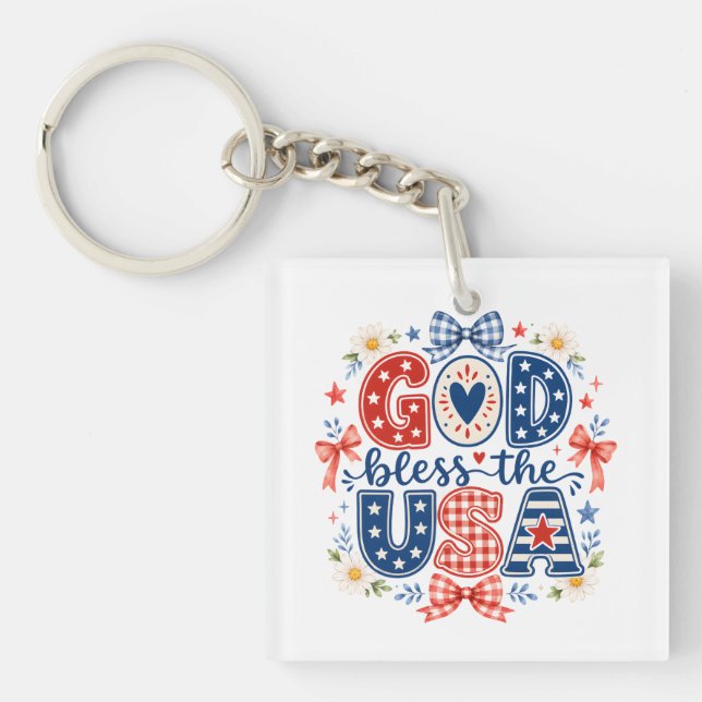God bless USA Key Ring (Front)