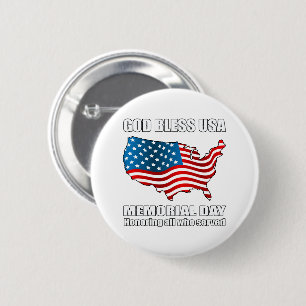 God Bless USA Memorial Day 6 Cm Round Badge