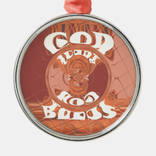 God Bless You – African-Inspired Spiritual Print  Metal Ornament
