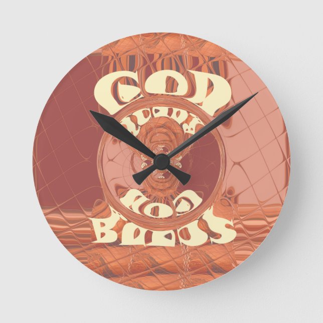 God Bless You – African-Inspired Spiritual Print  Round Clock (Front)