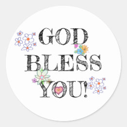 God Bless You Floral Classic Round Sticker
