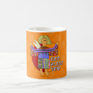 God Bless You - flower of life pattern orange Coffee Mug