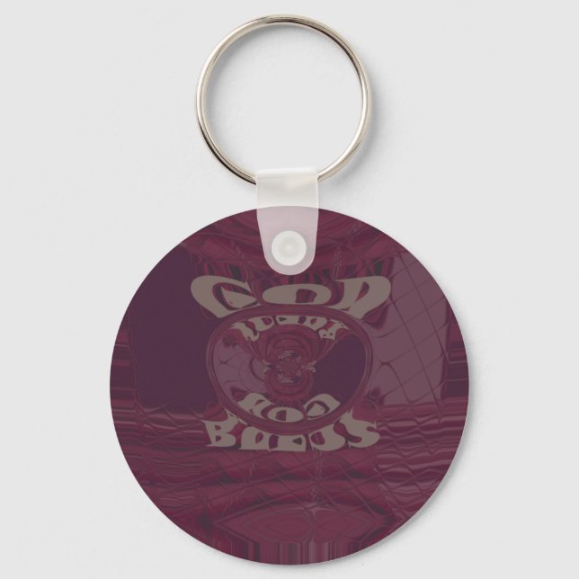 God Bless You Giraffes Art Print/Design Key Ring (Front)