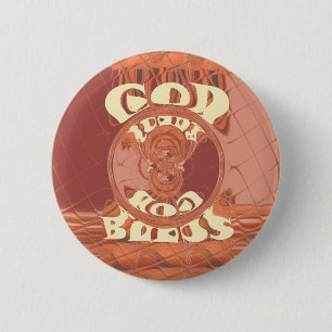 God Bless You Inspirational Text Design.  6 Cm Round Badge