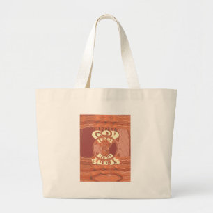 God Bless You Inspirational Text Design.  Large Tote Bag