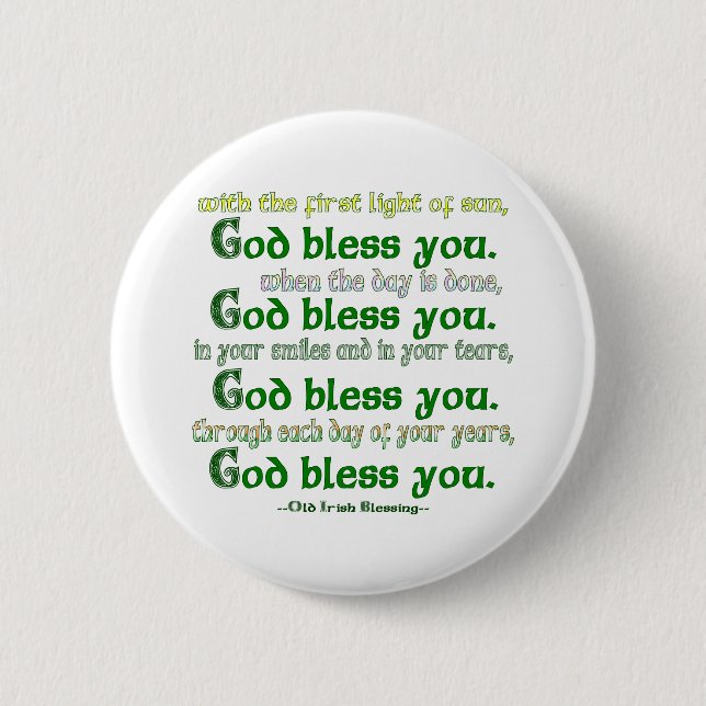 God Bless You Irish Blessing 6 Cm Round Badge (Front)